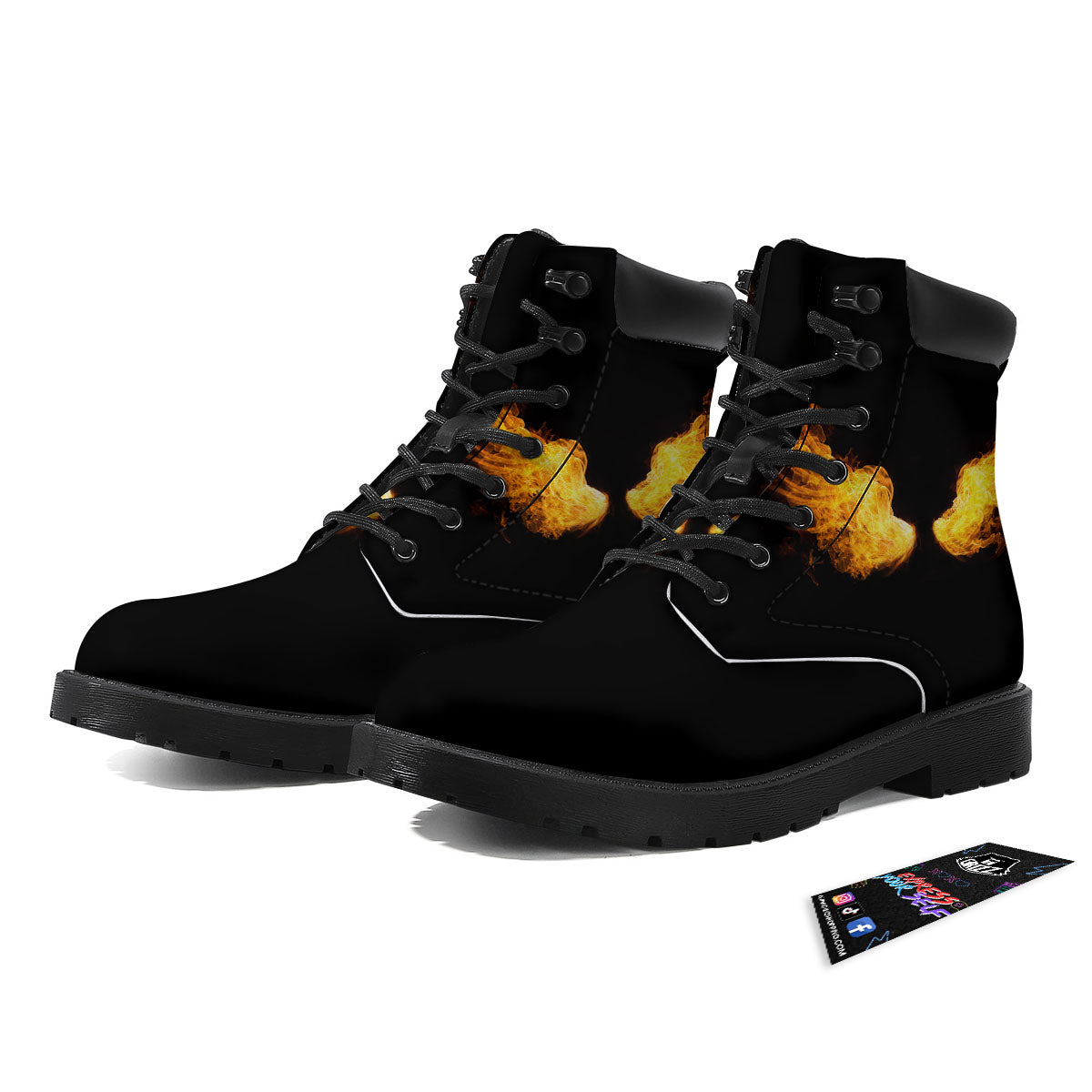 Wings Flame Print Boots-grizzshop
