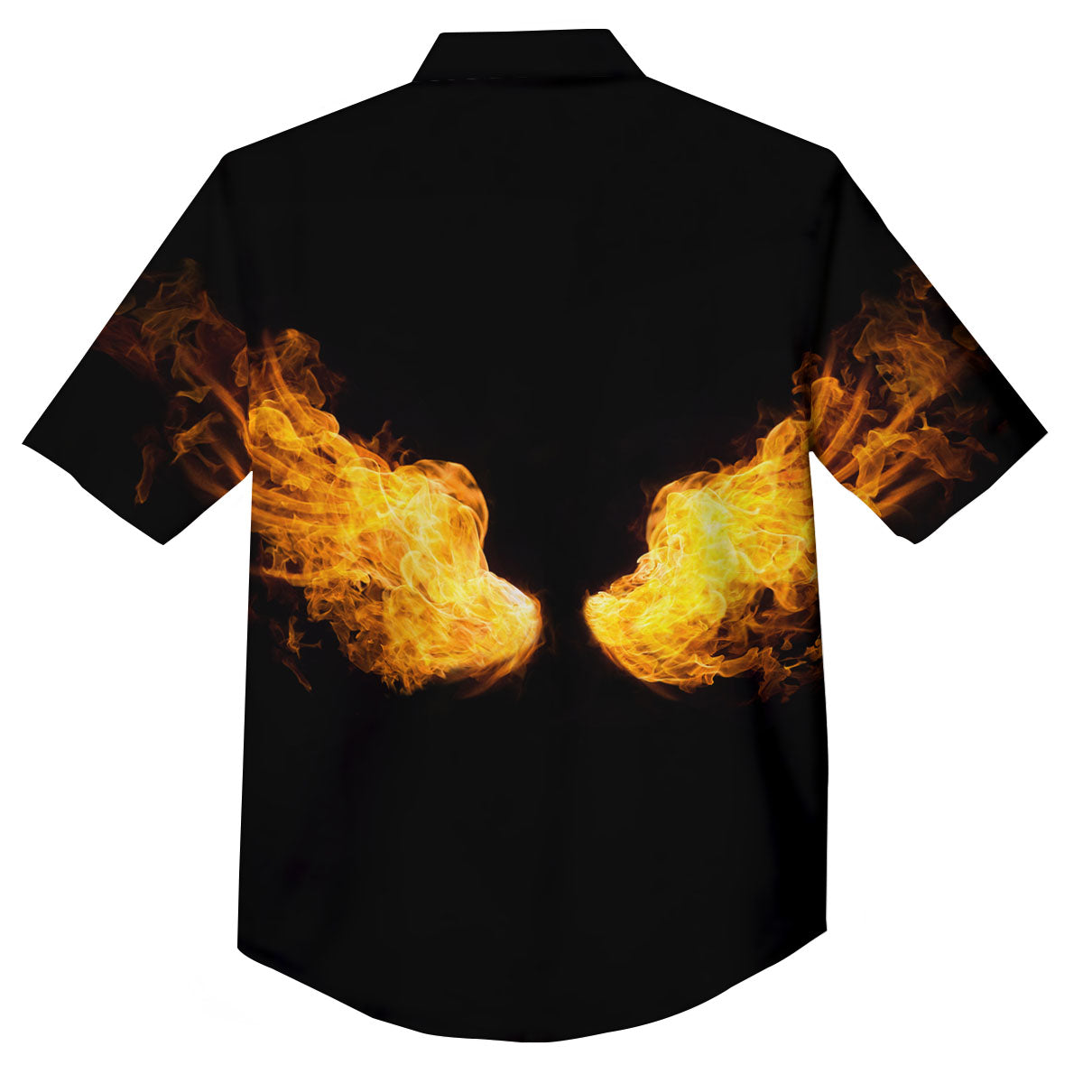 Wings Flame Print Button Up Shirt-grizzshop