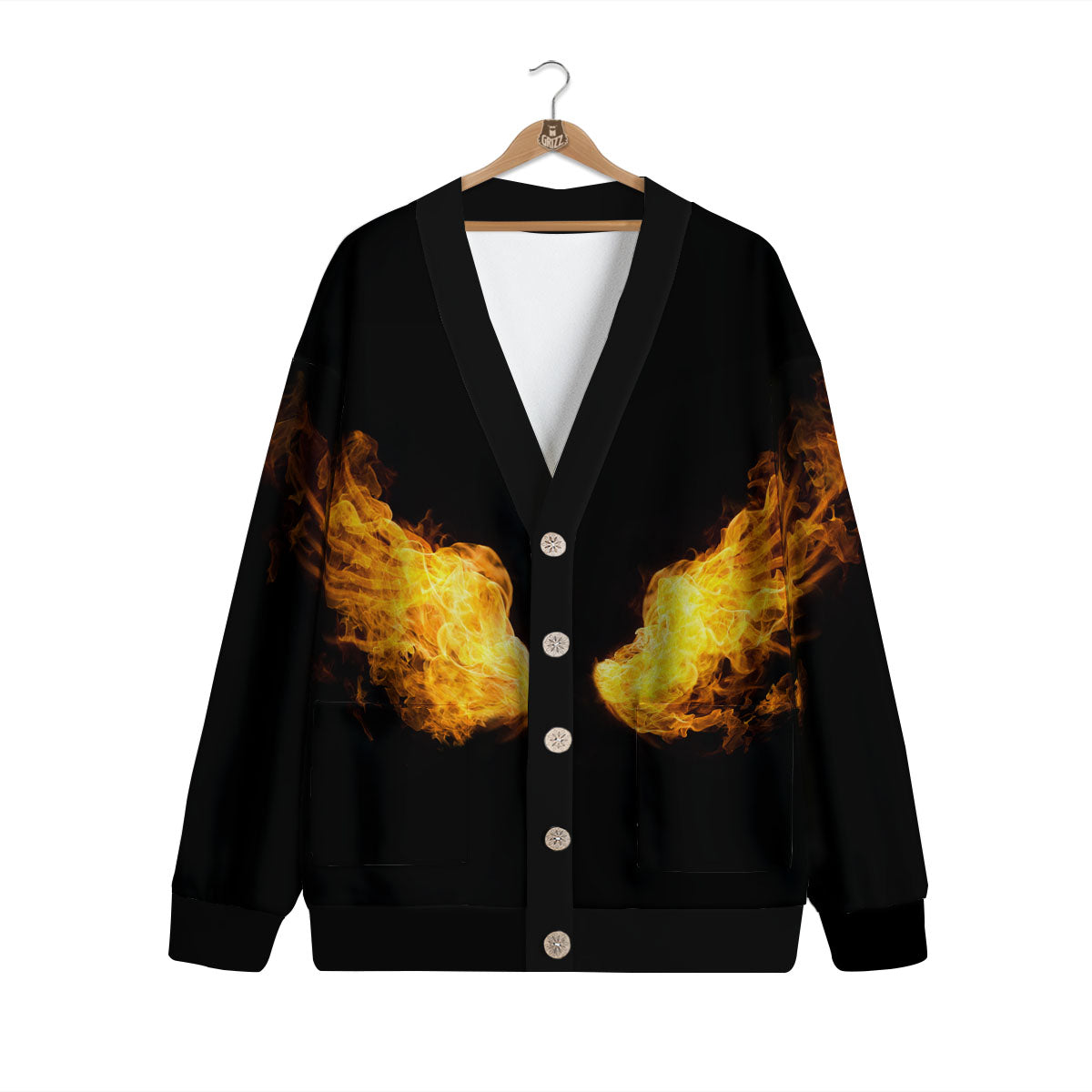 Wings Flame Print Cardigan-grizzshop