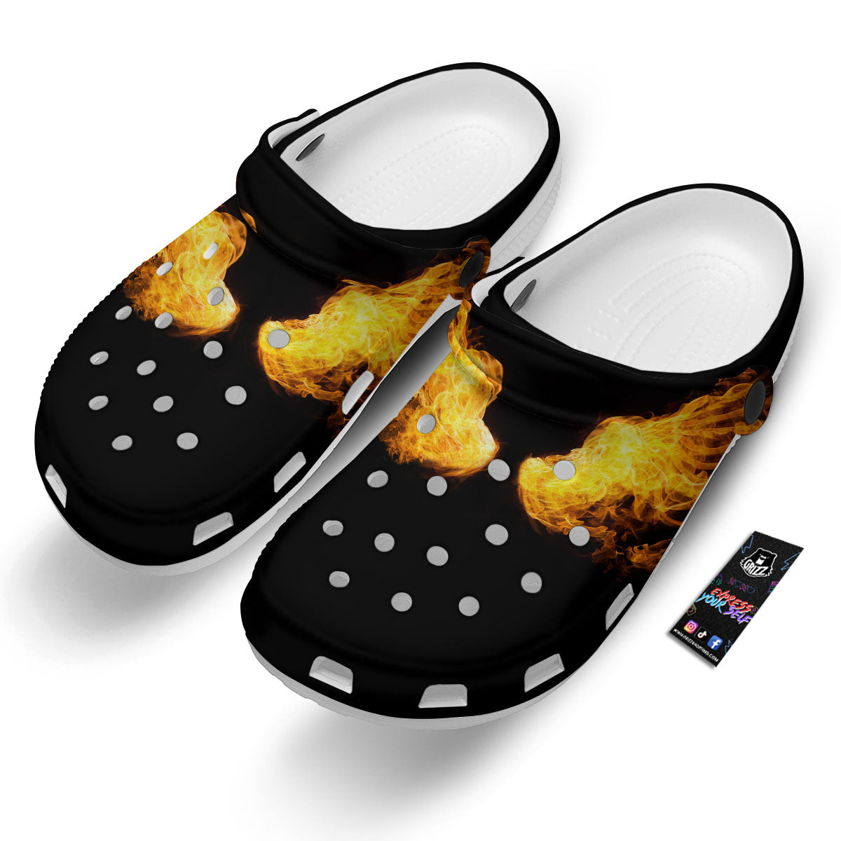 Wings Flame Print Clog-grizzshop