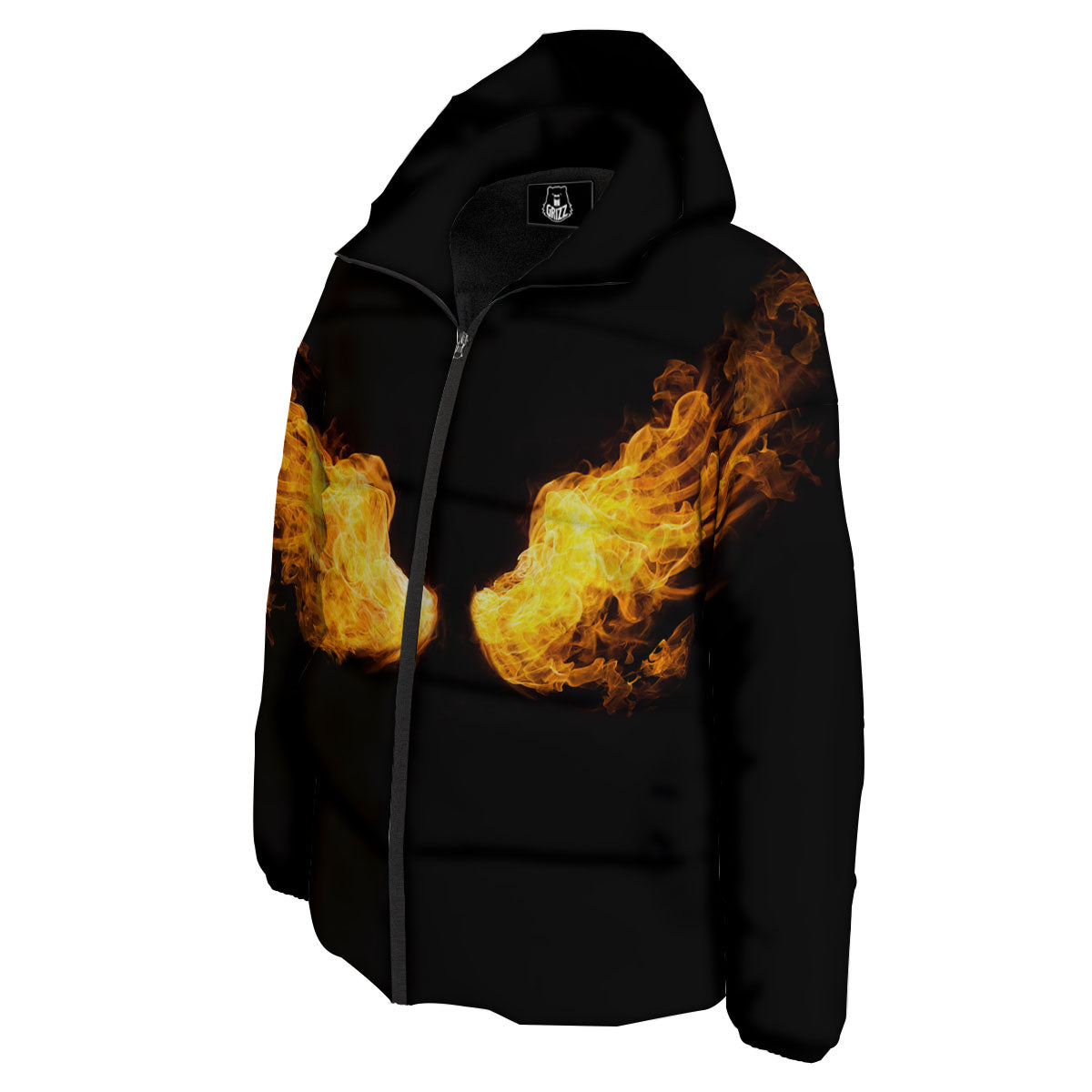 Wings Flame Print Down Jacket-grizzshop
