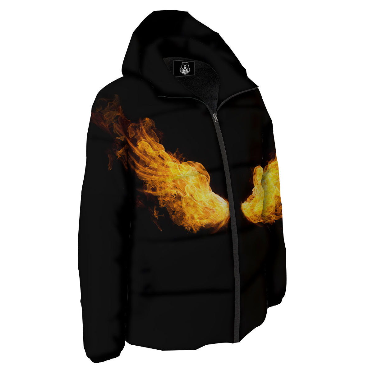 Wings Flame Print Down Jacket-grizzshop