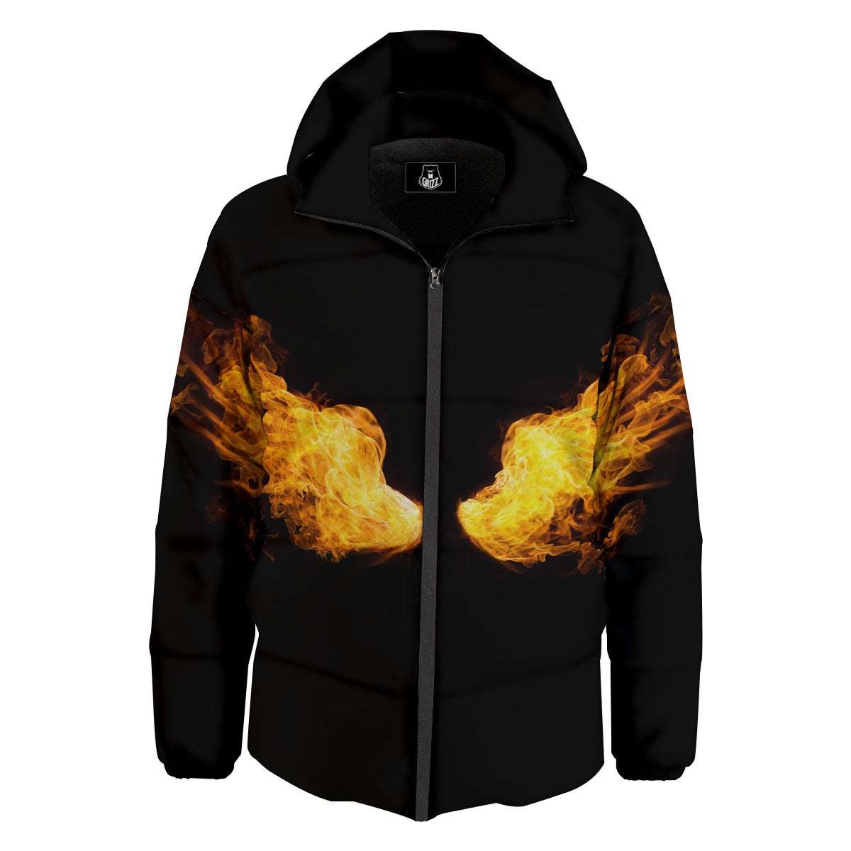 Wings Flame Print Down Jacket-grizzshop