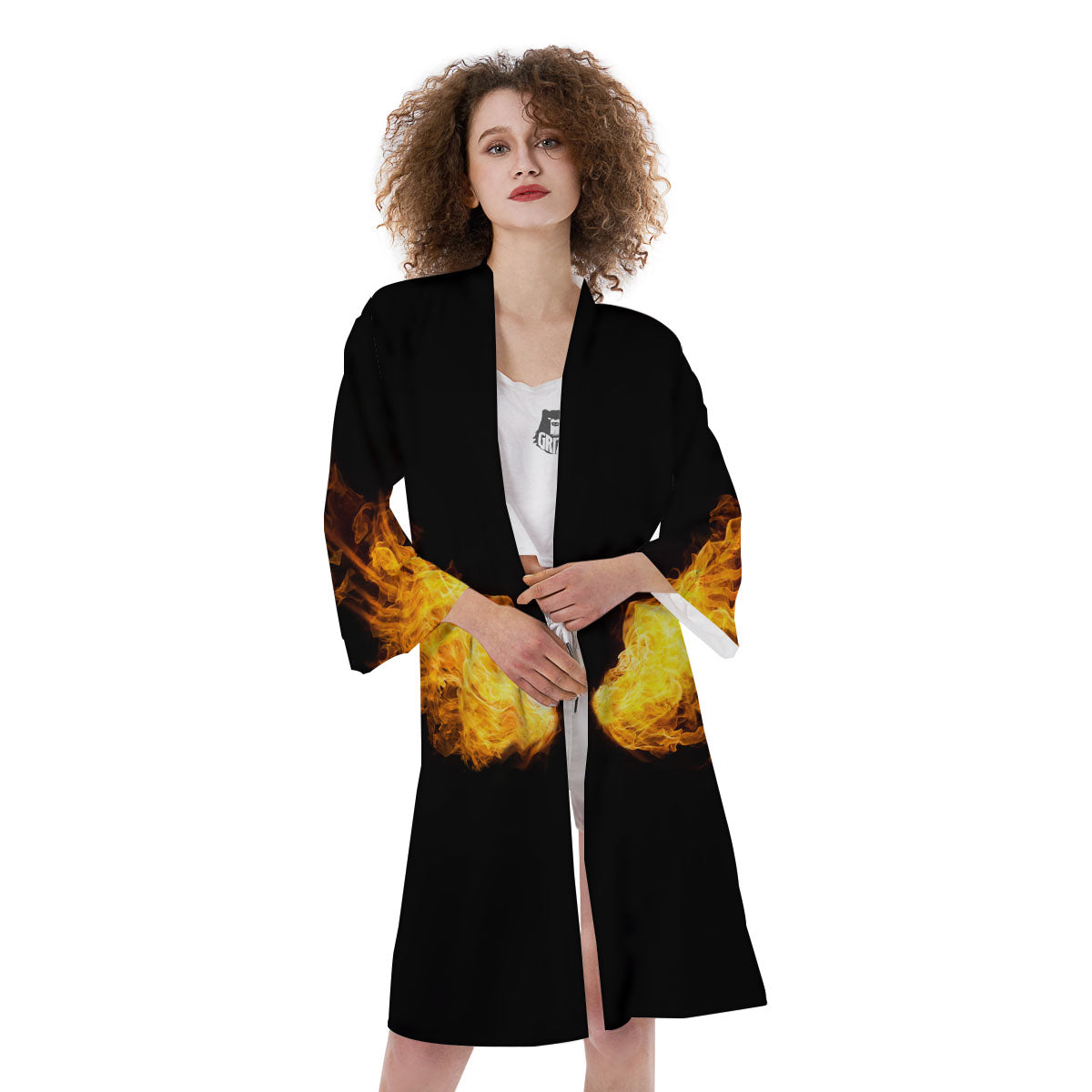 Wings Flame Print Kimono-grizzshop