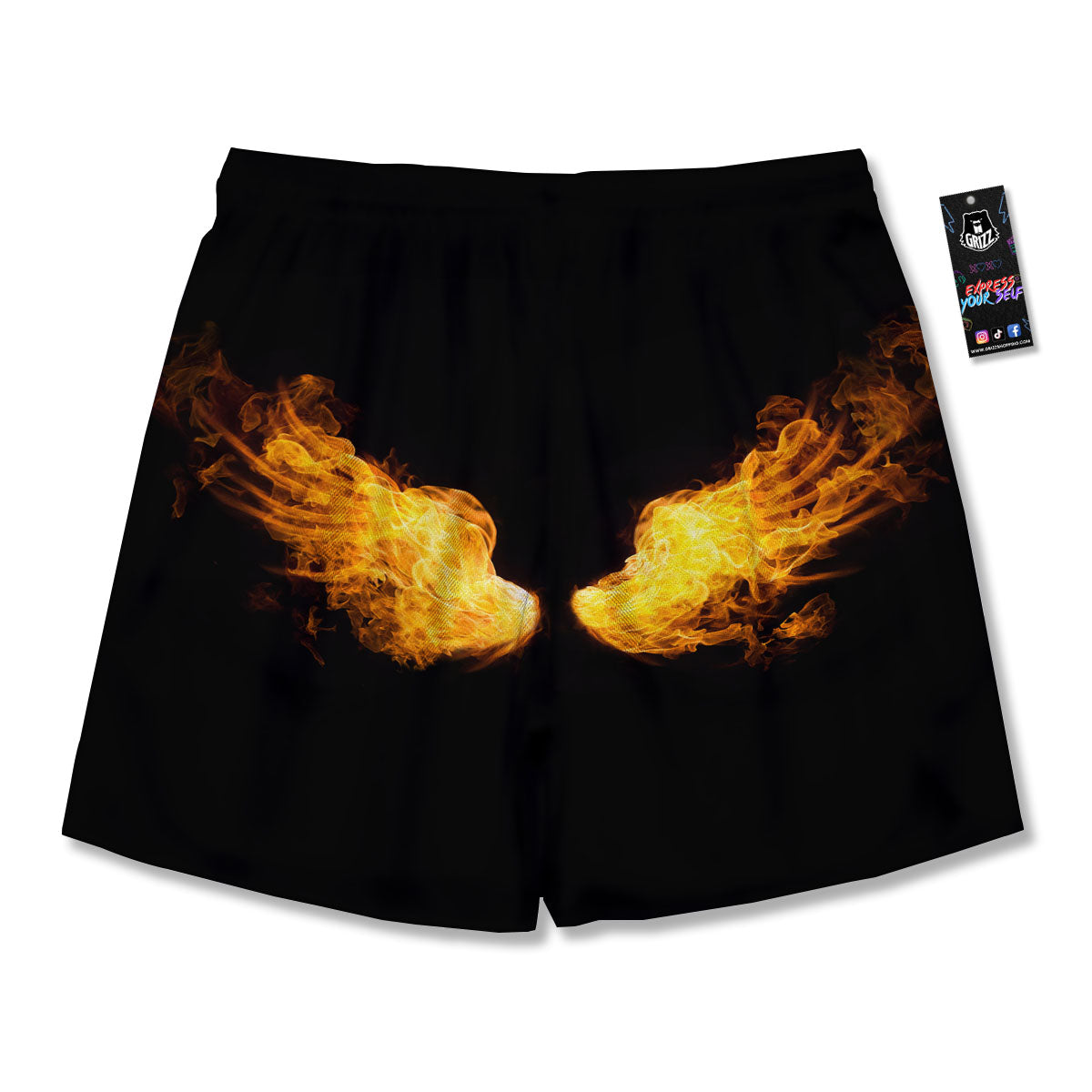 Wings Flame Print Men's Running Shorts-grizzshop