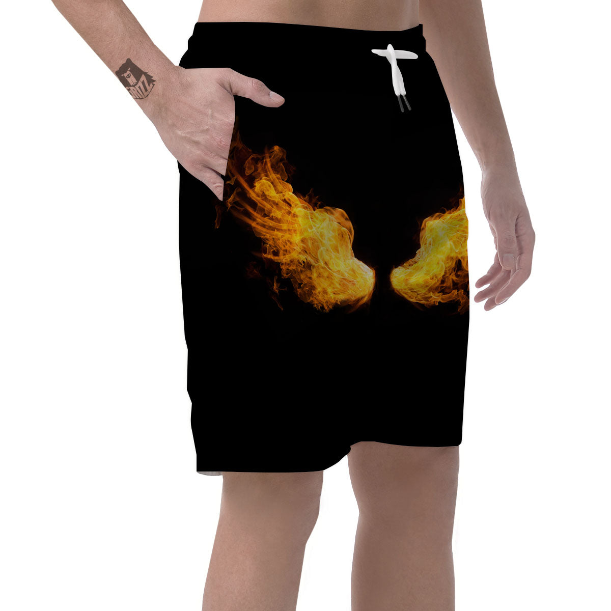 Wings Flame Print Men's Shorts-grizzshop