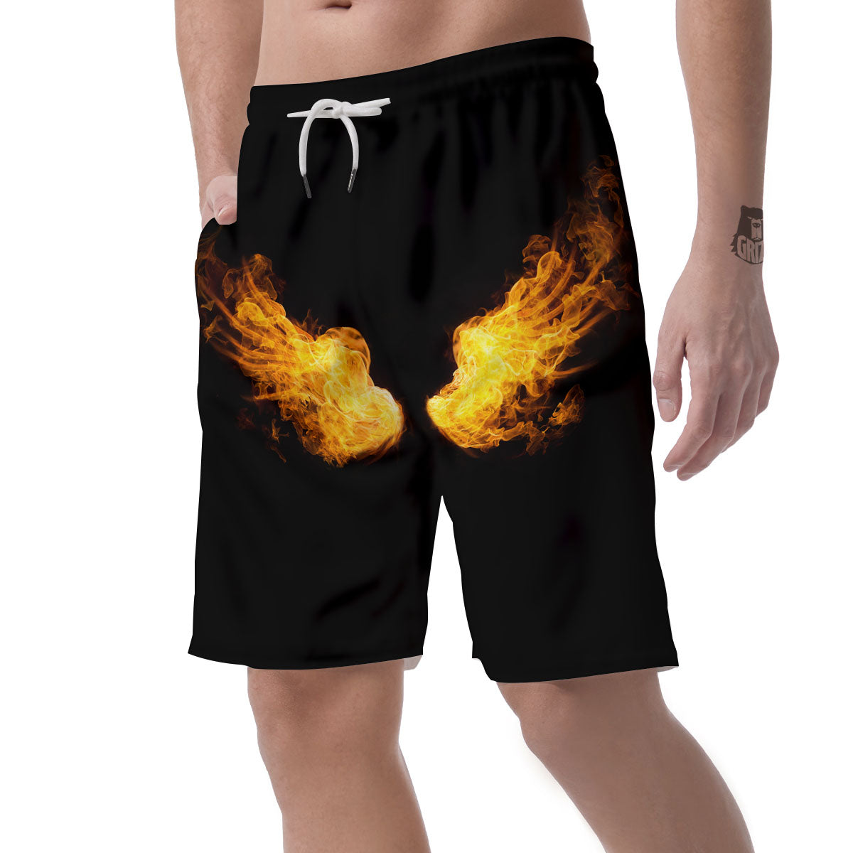 Wings Flame Print Men's Shorts-grizzshop