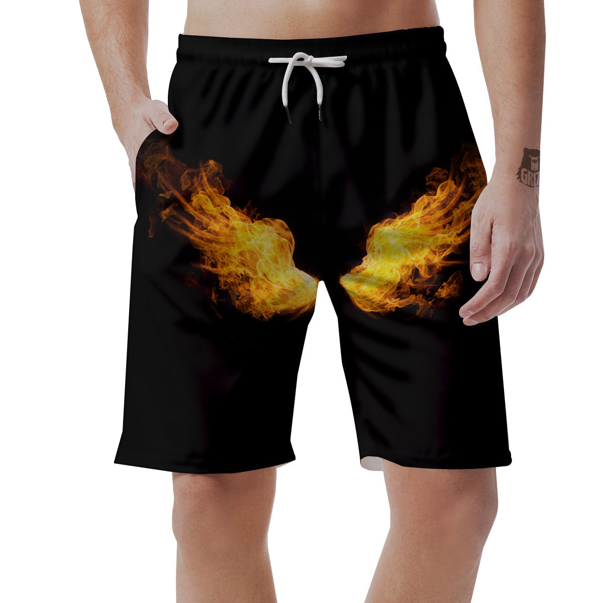 Wings Flame Print Men's Shorts-grizzshop