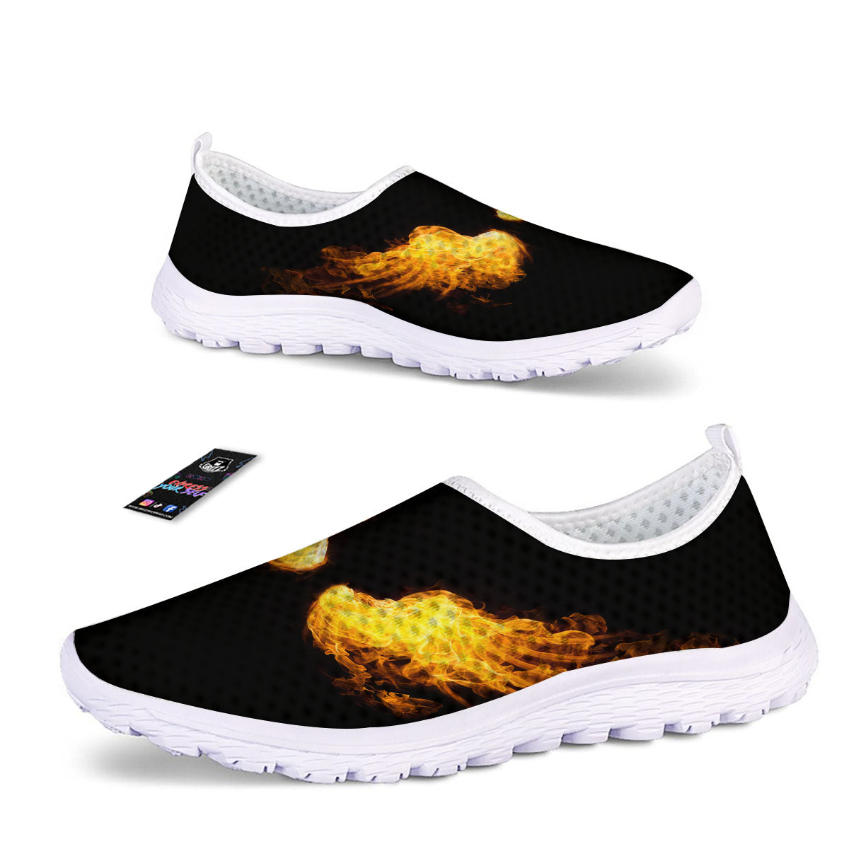 Wings Flame Print Nurse Shoes-grizzshop