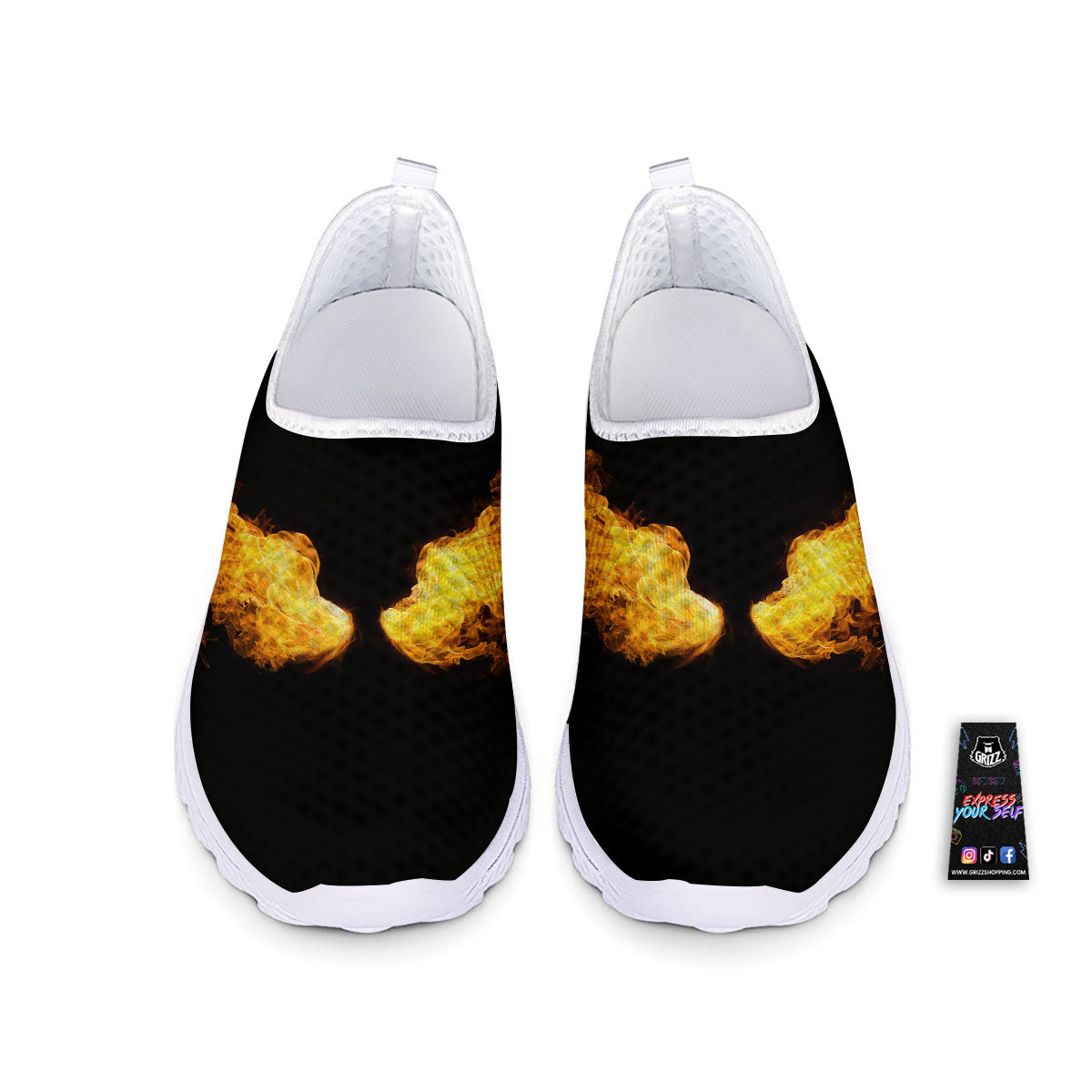 Wings Flame Print Nurse Shoes-grizzshop