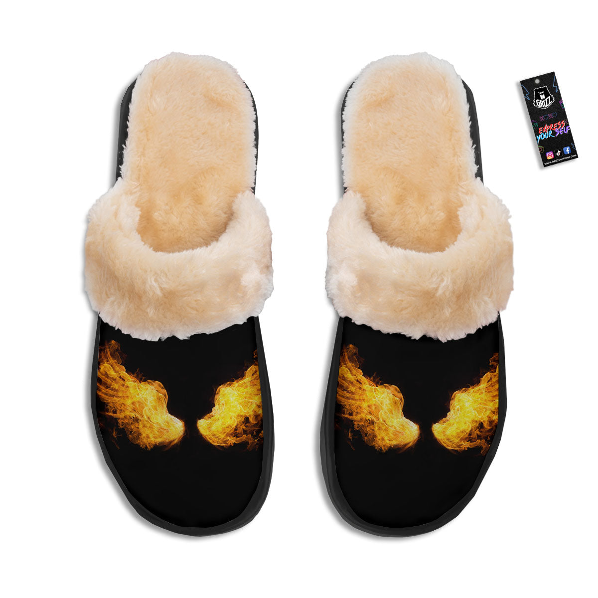 Wings Flame Print Slippers-grizzshop