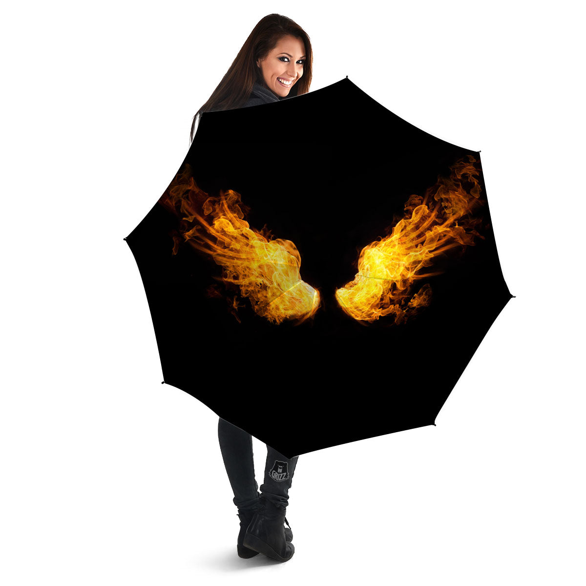 Wings Flame Print Umbrella-grizzshop