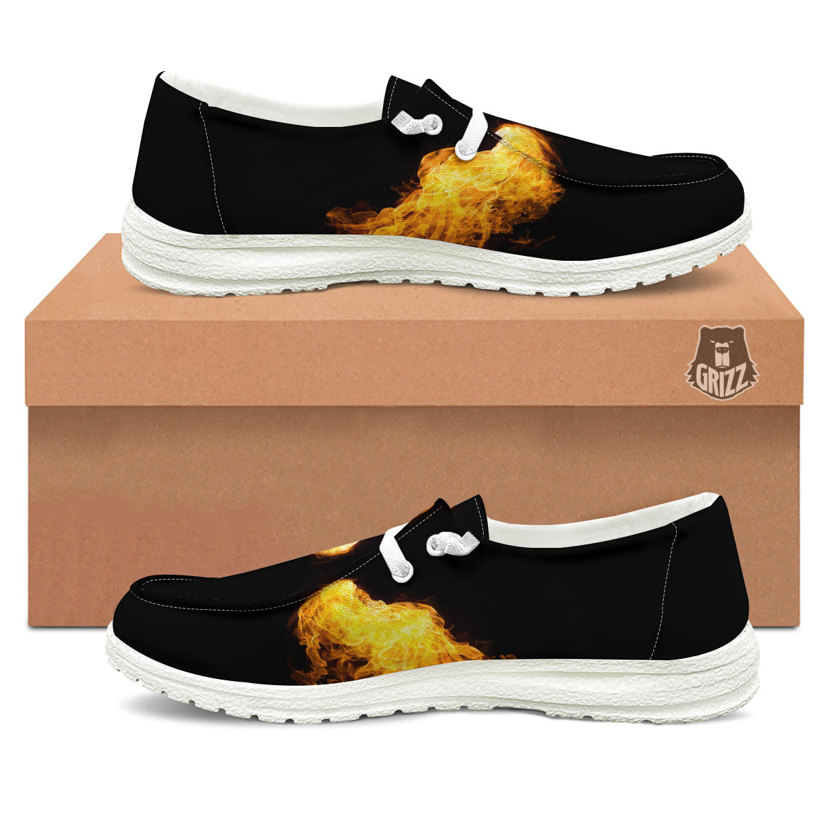 Wings Flame Print White Loafers-grizzshop