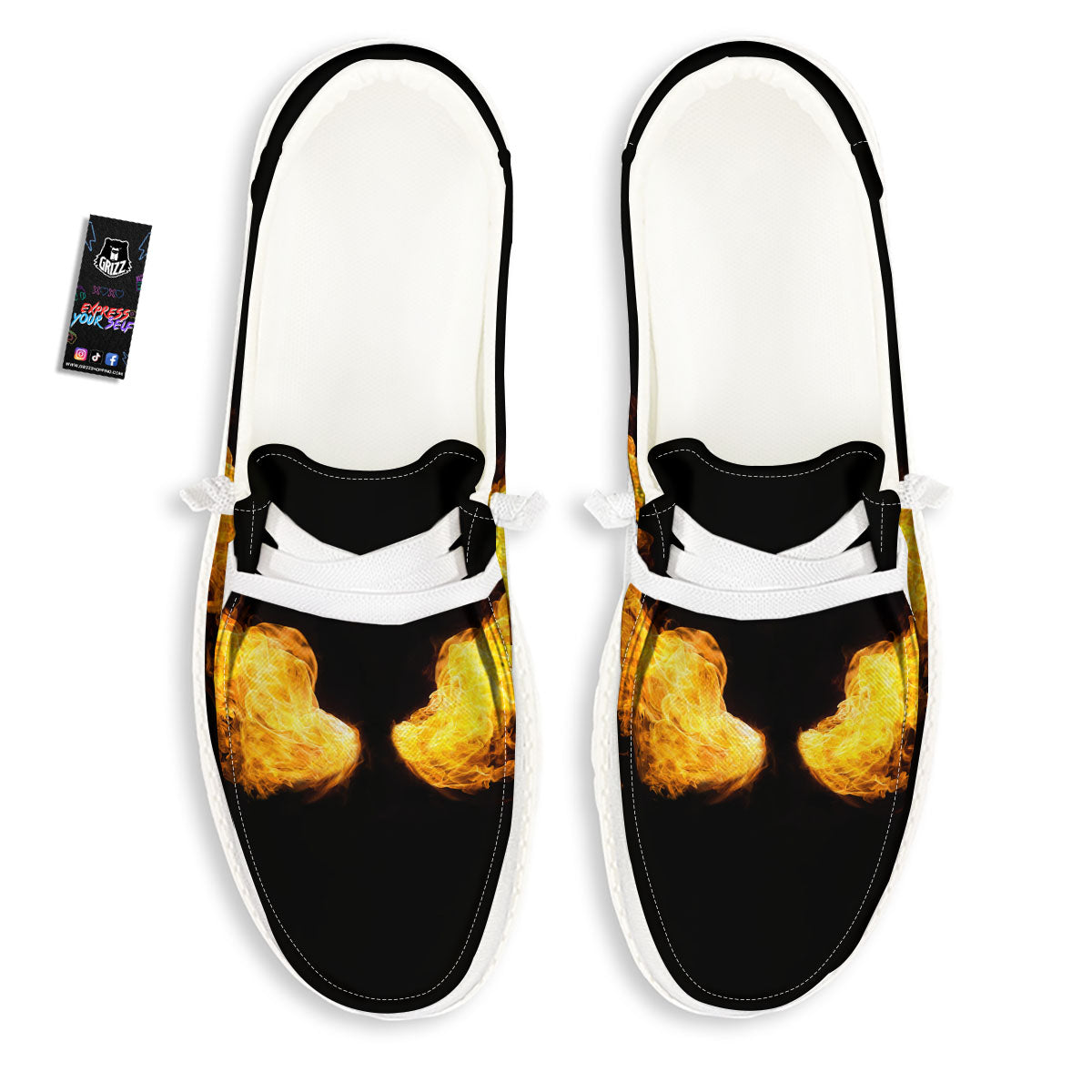 Wings Flame Print White Loafers-grizzshop