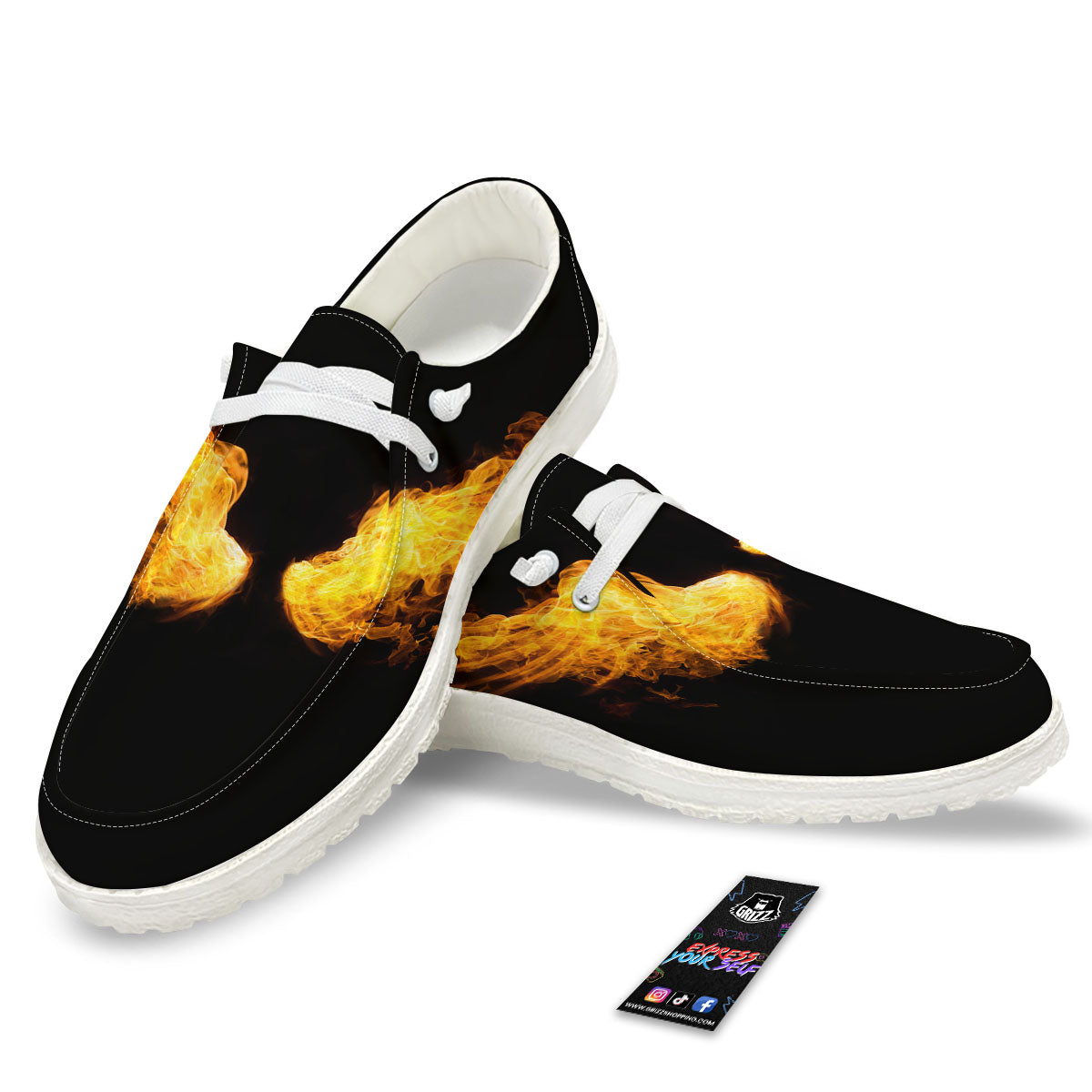 Wings Flame Print White Loafers-grizzshop
