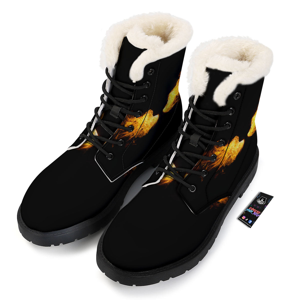 Wings Flame Print Winter Boots-grizzshop