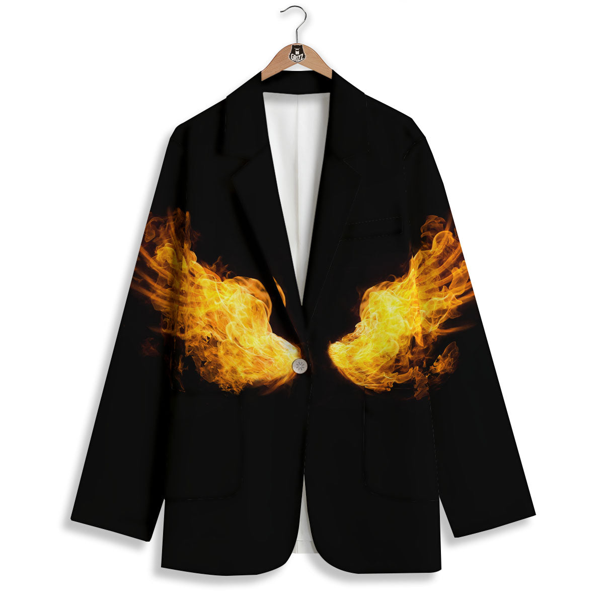 Wings Flame Print Women's Blazer-grizzshop