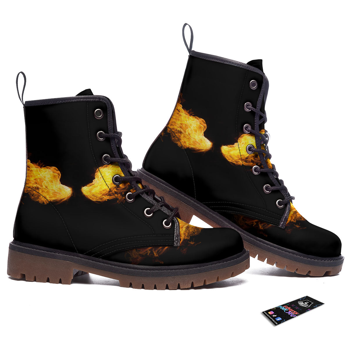 Wings Flame Print Work Boots-grizzshop