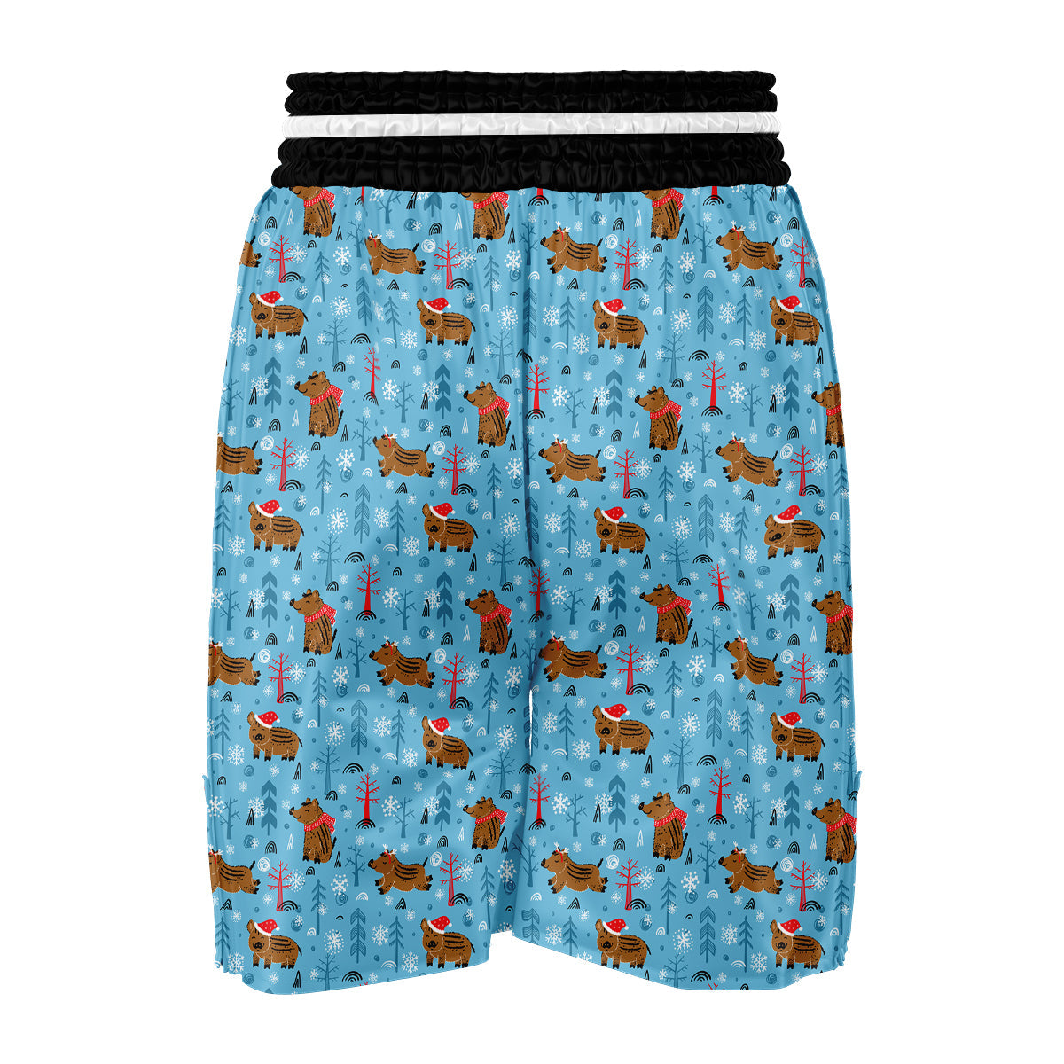 Winter Boar Print Pattern Boxing Shorts-grizzshop