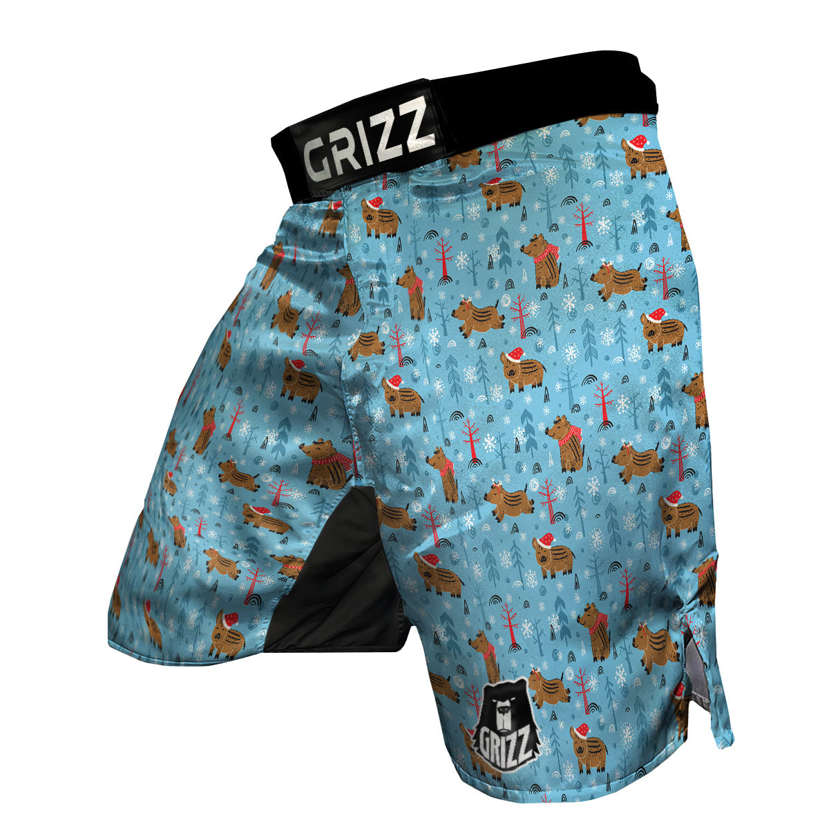 Winter Boar Print Pattern MMA Shorts-grizzshop