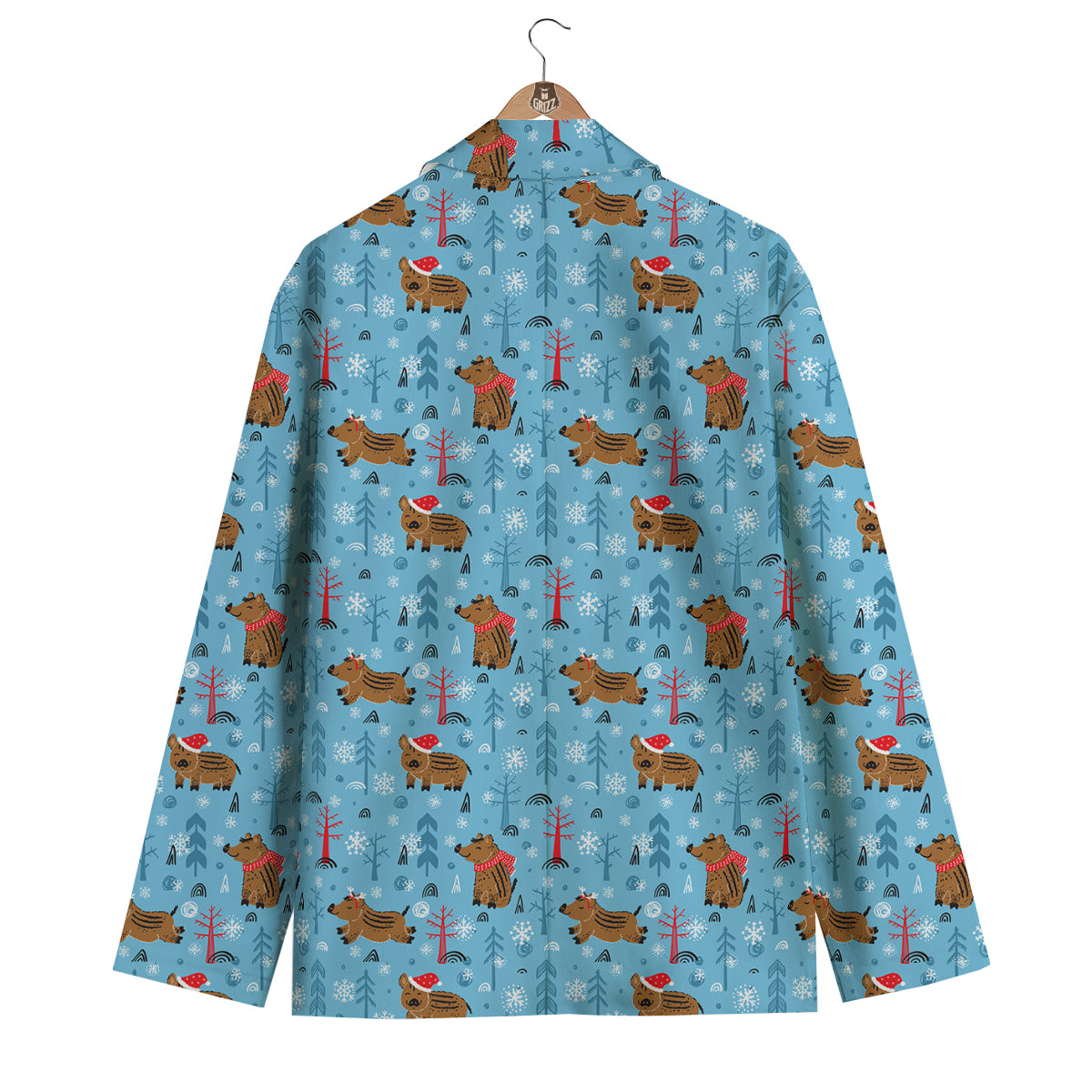Winter Boar Print Pattern Men's Blazer-grizzshop