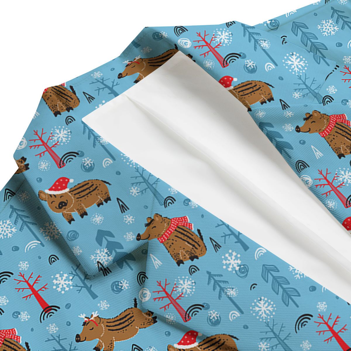 Winter Boar Print Pattern Men's Blazer-grizzshop