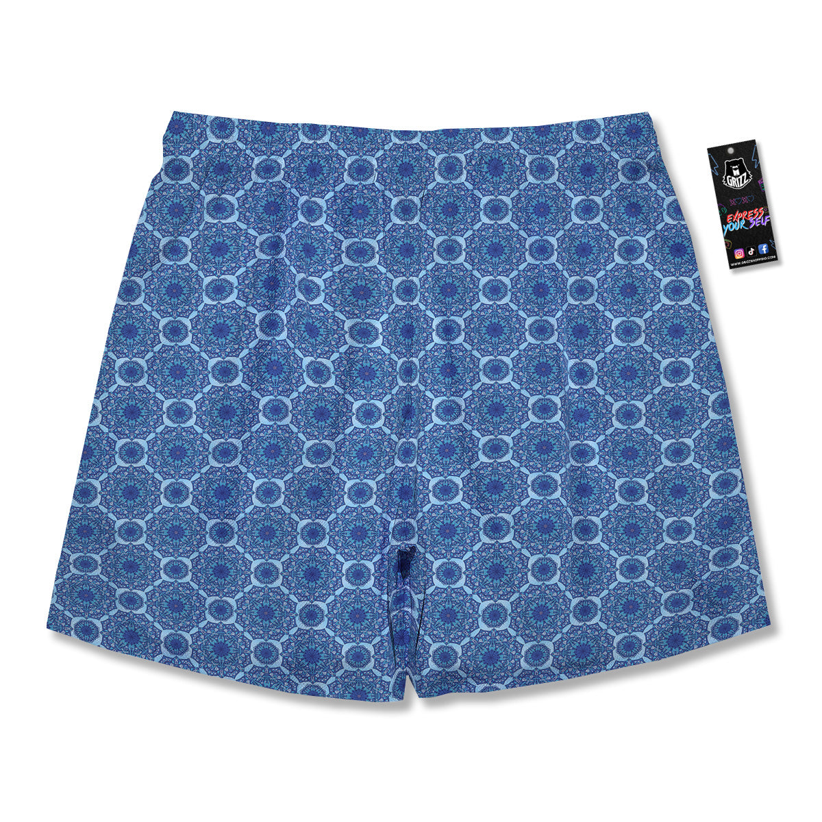 Winter Mandala Blue Print Men's Running Shorts-grizzshop