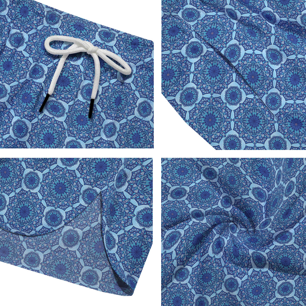 Winter Mandala Blue Print Men's Running Shorts-grizzshop