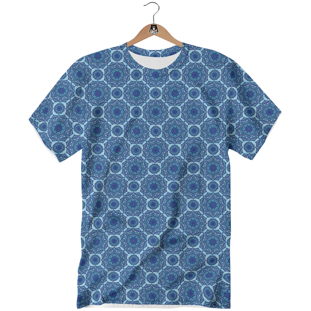 Winter Mandala Blue Print T-Shirt-grizzshop