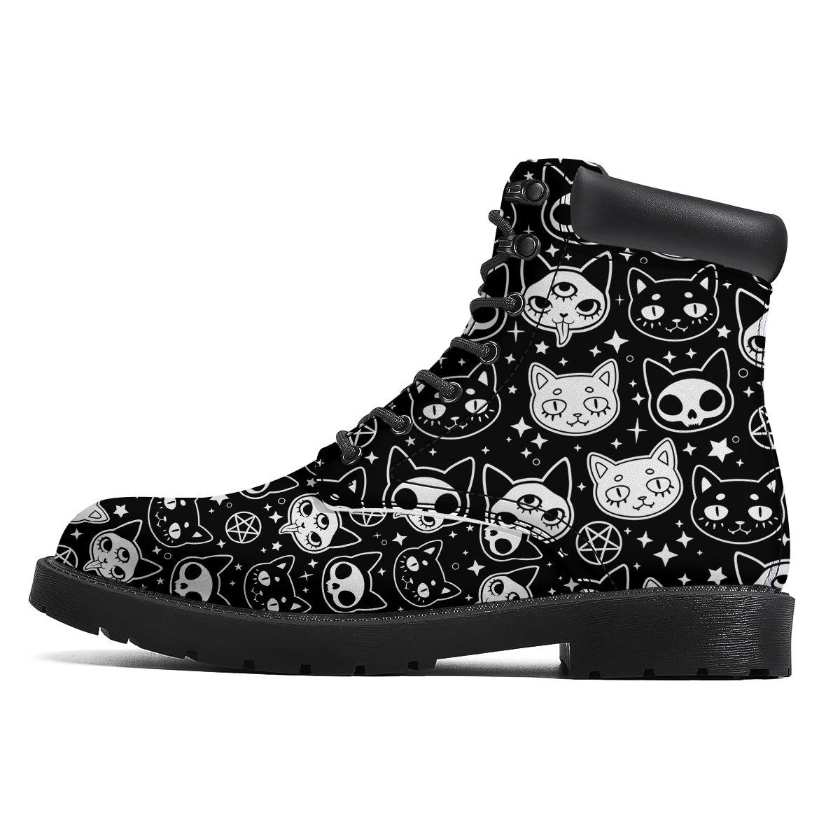Witch And Ghost Black White Print Pattern Boots-grizzshop