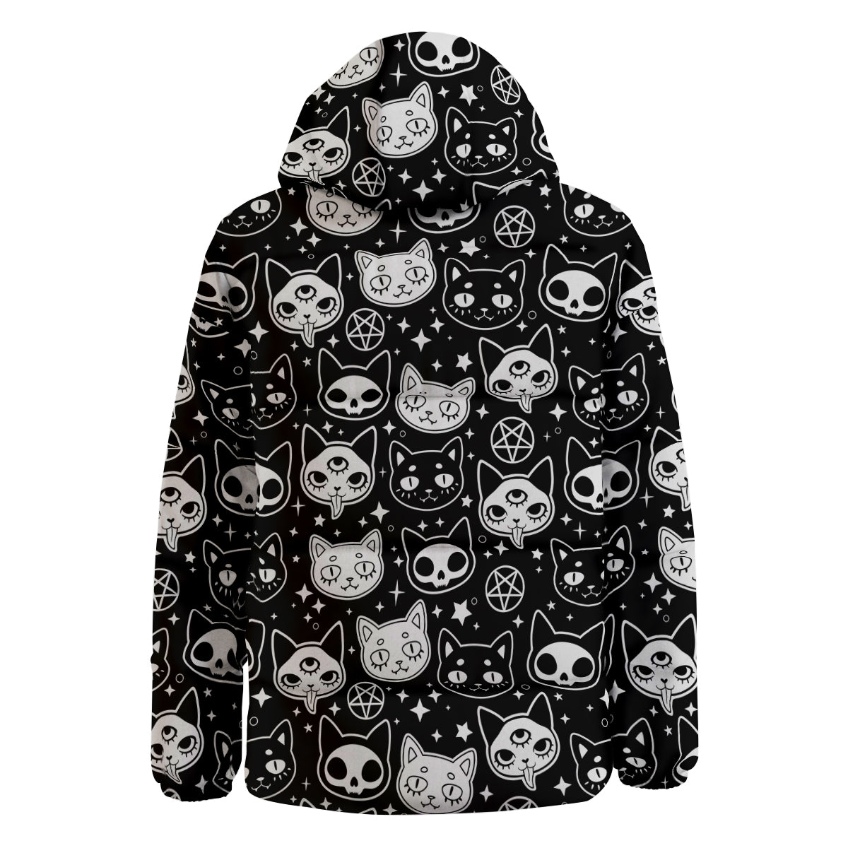 Witch And Ghost Black White Print Pattern Down Jacket-grizzshop