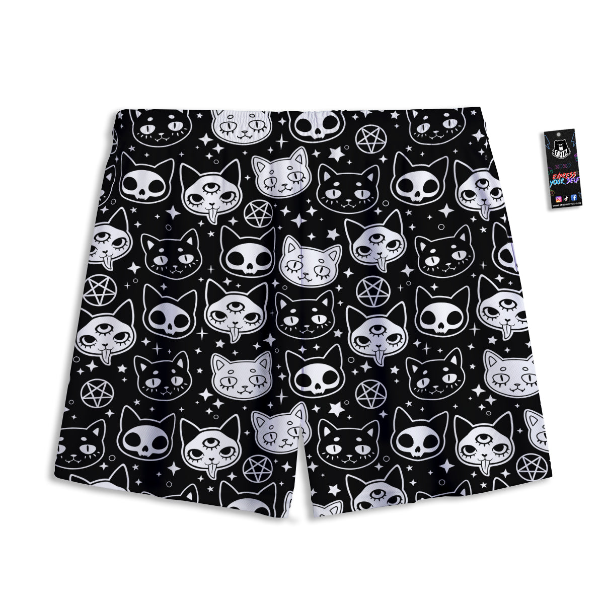 Wolf Spirit Galaxy Howling Print Mesh Shorts