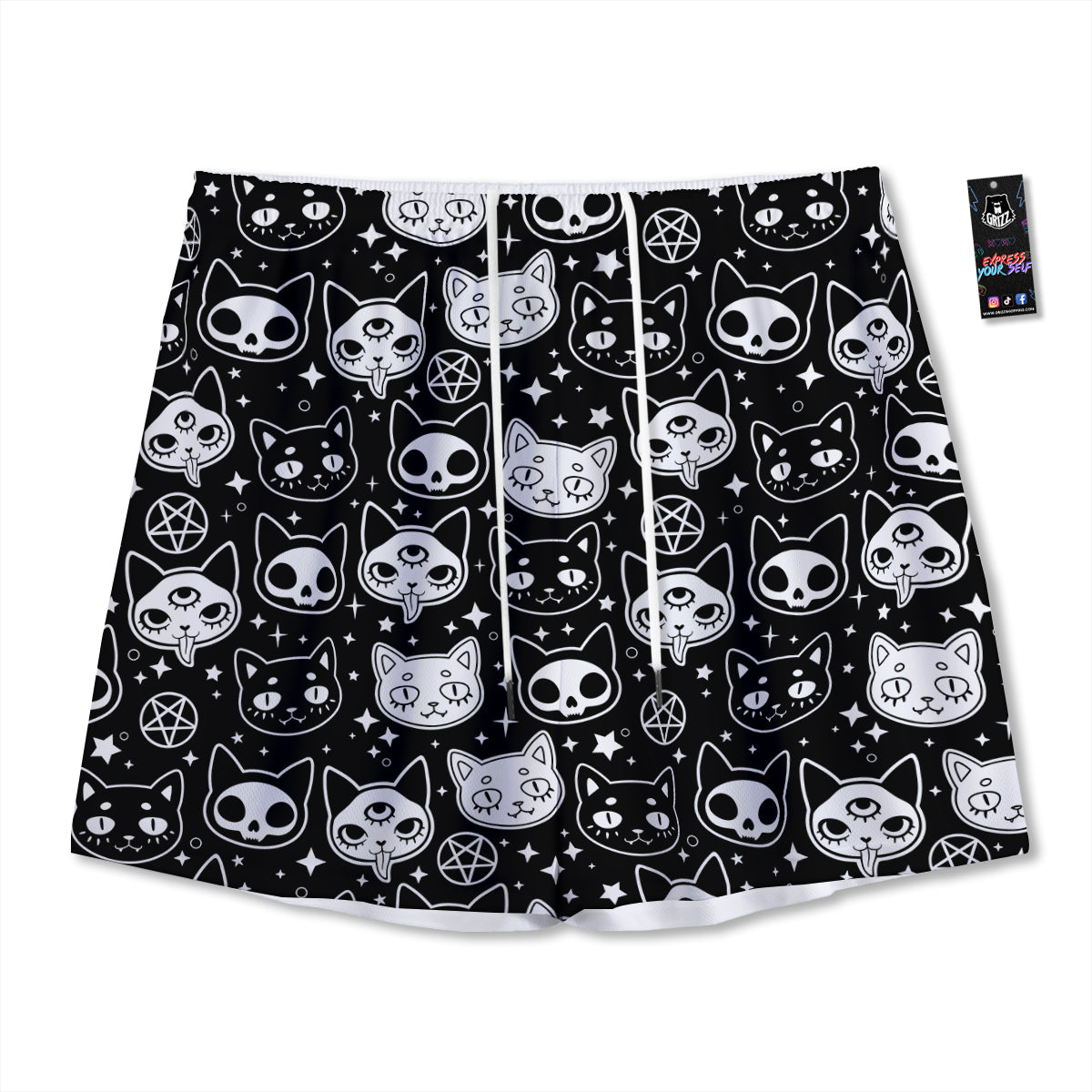 Wolf Spirit Galaxy Howling Print Mesh Shorts