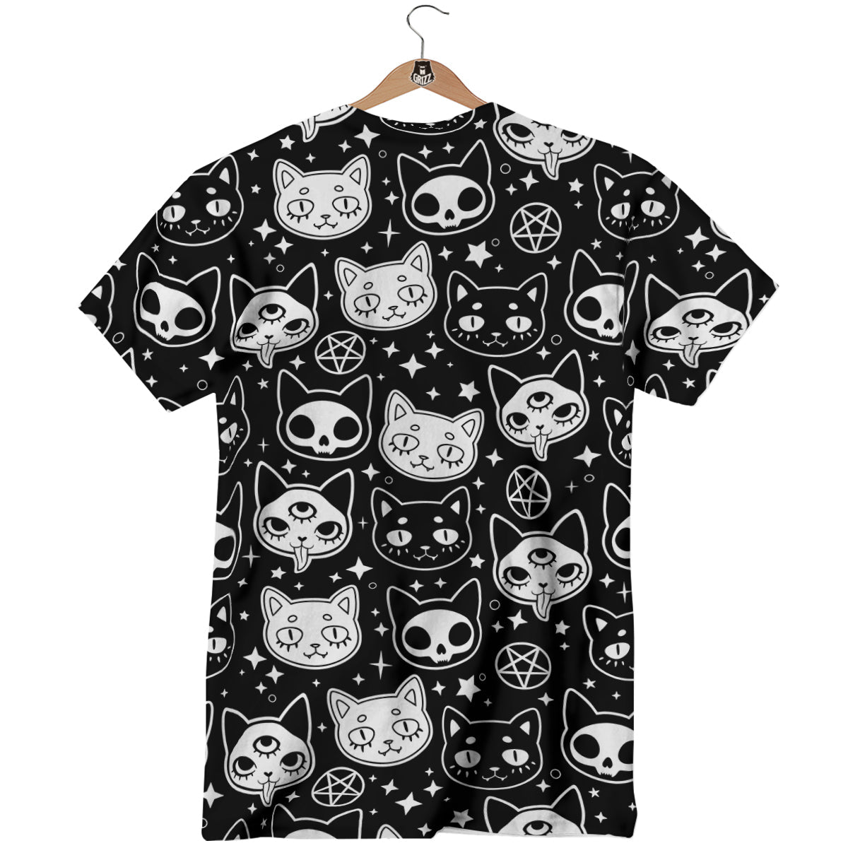 Witch And Ghost Black White Print Pattern T-Shirt-grizzshop
