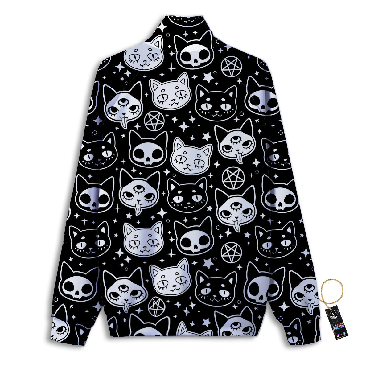 Witch And Ghost Black White Print Pattern Track Jacket-grizzshop