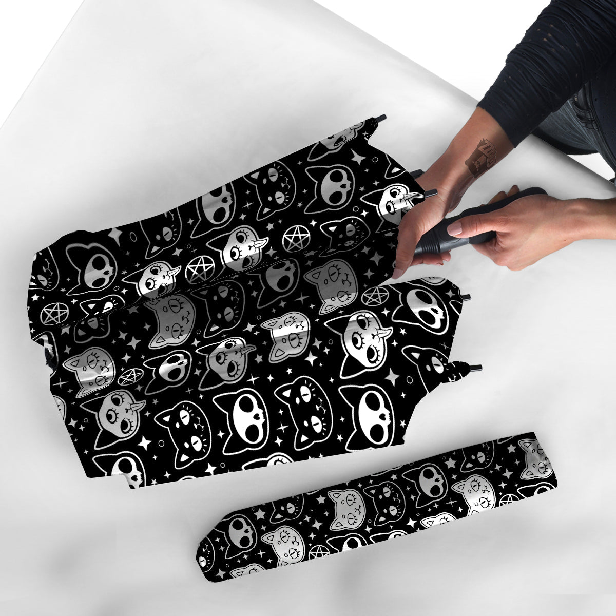 Witch And Ghost Black White Print Pattern Umbrella-grizzshop