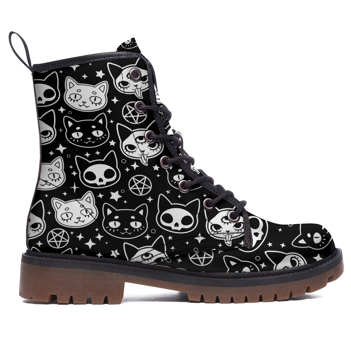 Witch And Ghost Black White Print Pattern Work Boots-grizzshop