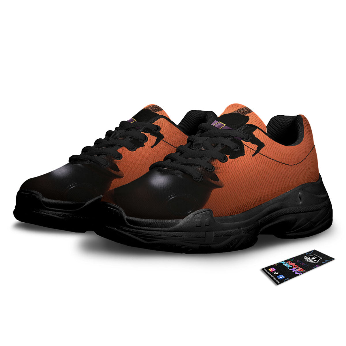 Witch Cat Halloween Cute Print Black Chunky Shoes-grizzshop