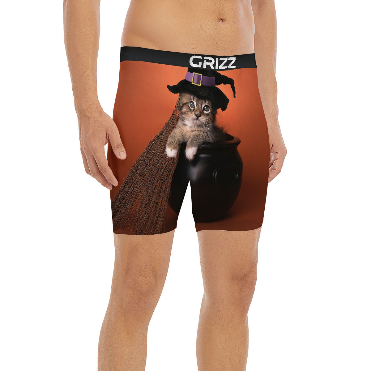 Witch Cat Halloween Cute Print Boxer Briefs-grizzshop