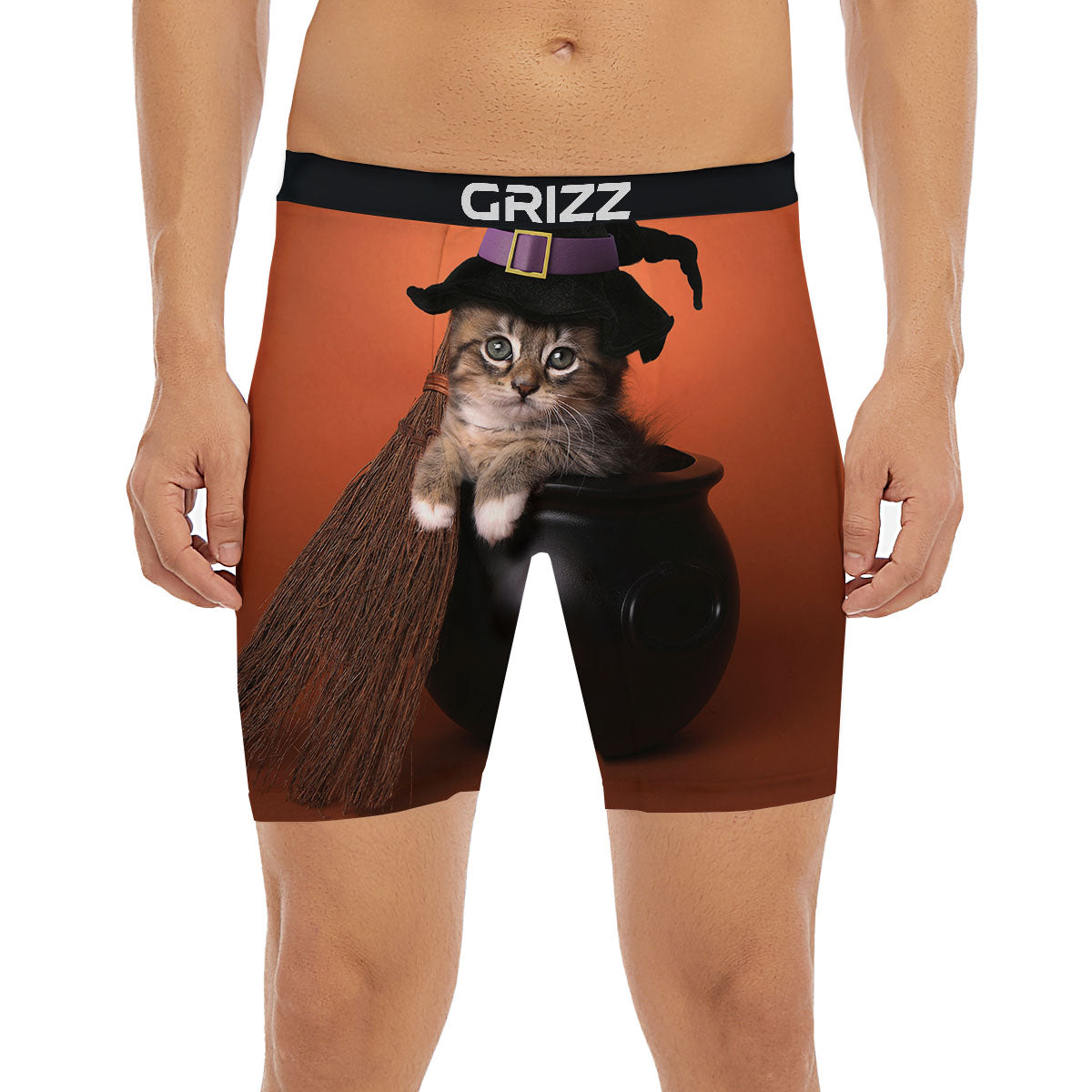 Witch Cat Halloween Cute Print Boxer Briefs-grizzshop