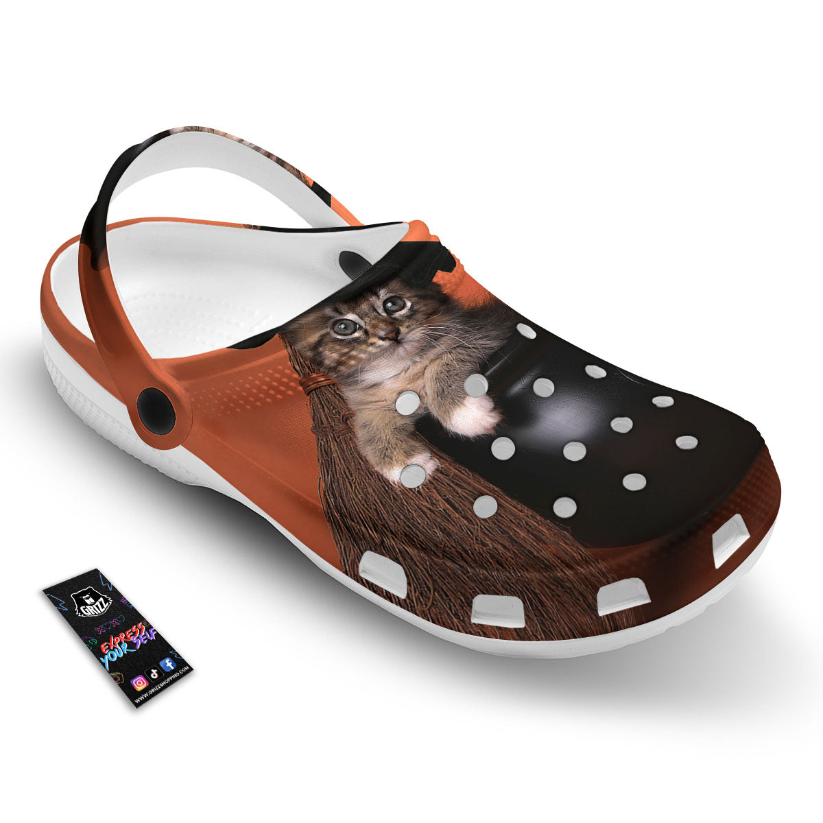 Witch Cat Halloween Cute Print Clog-grizzshop
