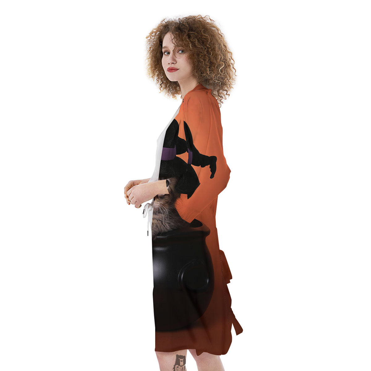 Witch Cat Halloween Cute Print Kimono-grizzshop