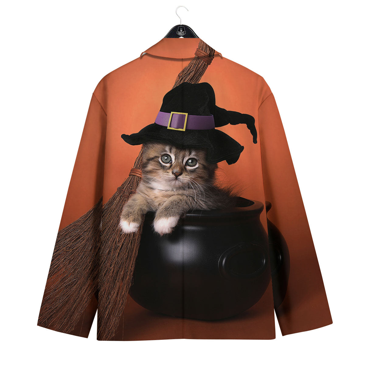 Witch Cat Halloween Cute Print Men's Sport Coat-grizzshop