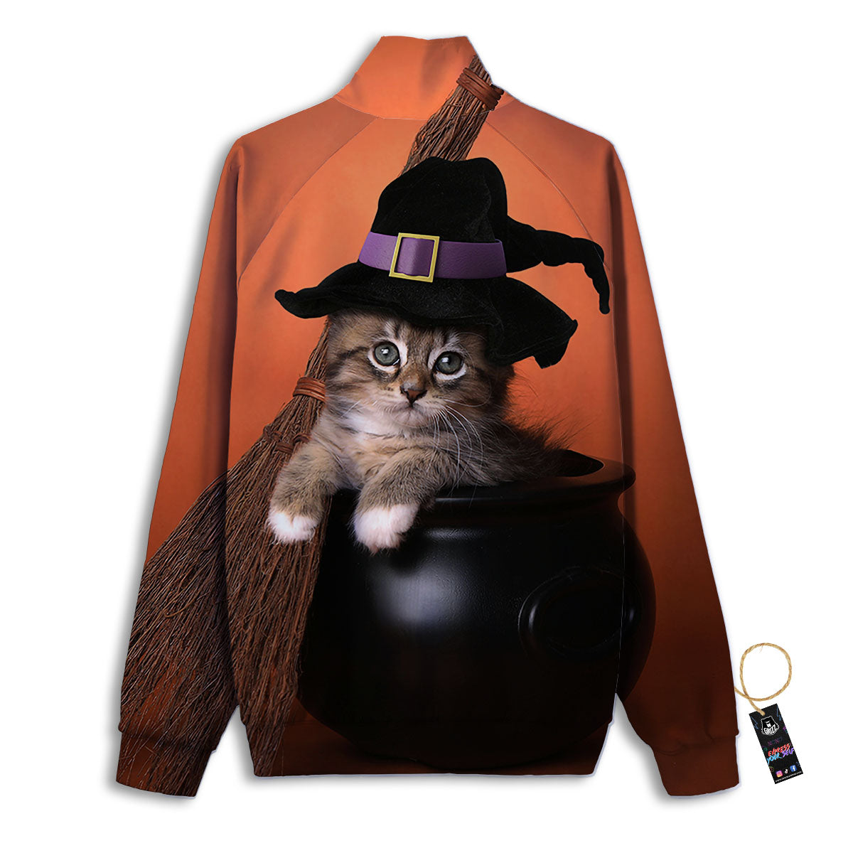 Witch Cat Halloween Cute Print Track Jacket-grizzshop