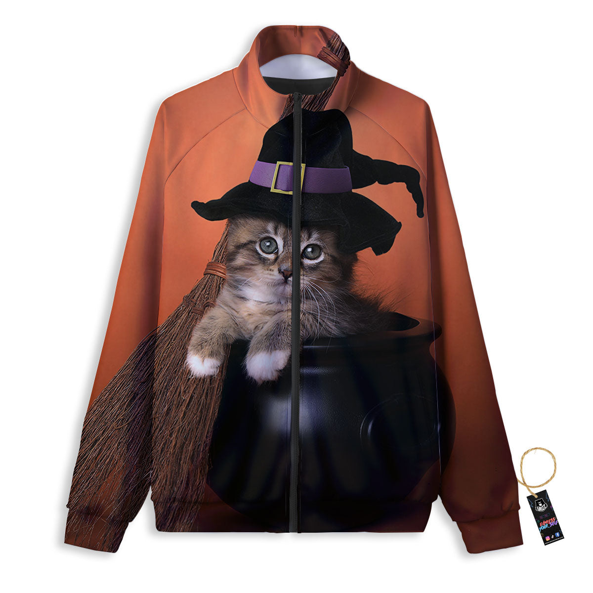 Witch Cat Halloween Cute Print Track Jacket-grizzshop