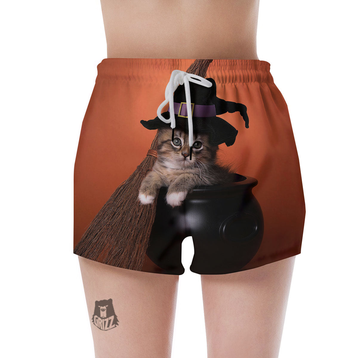Witch Cat Halloween Cute Print Women's Shorts-grizzshop