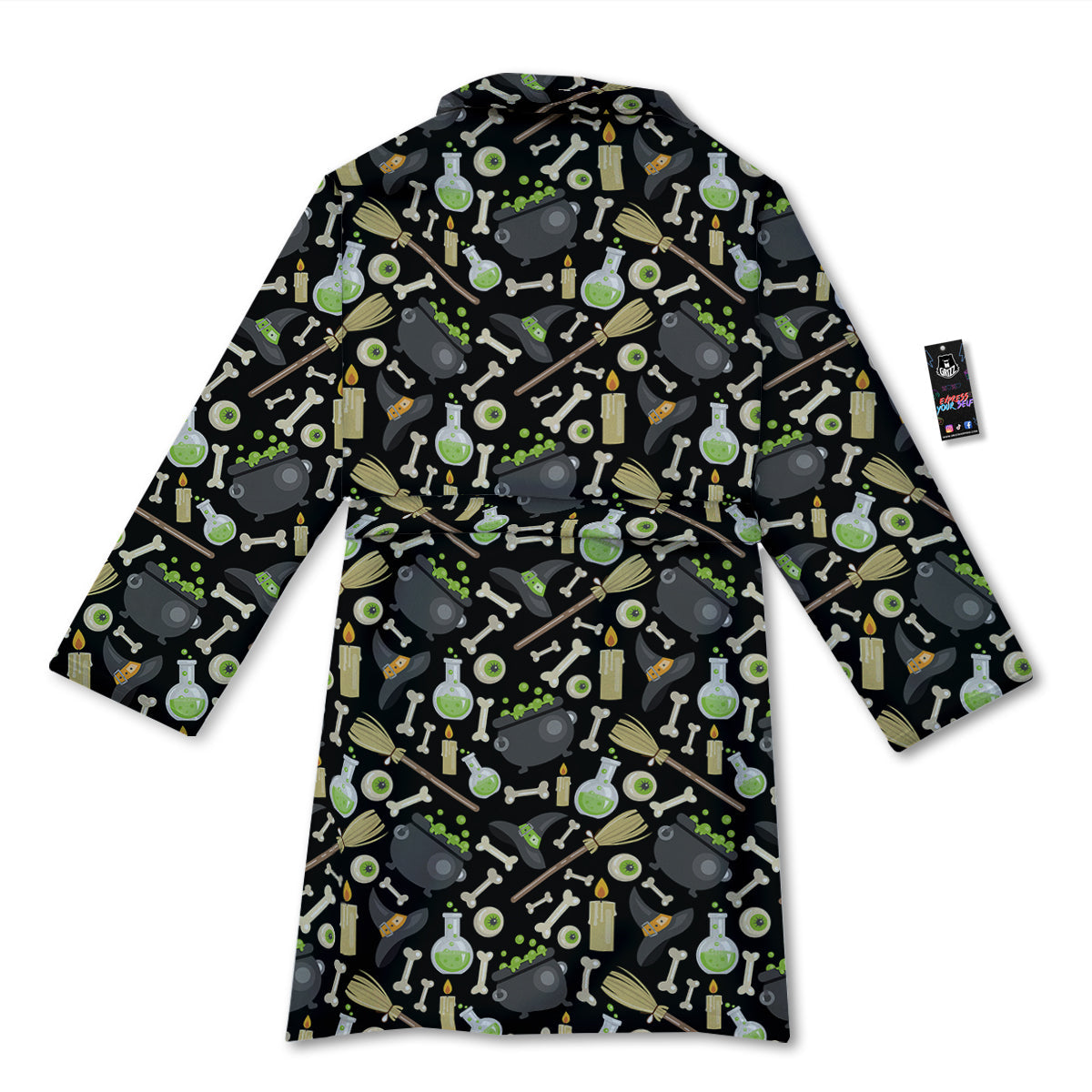 Witch Cauldron Green Print Pattern Bathrobe-grizzshop