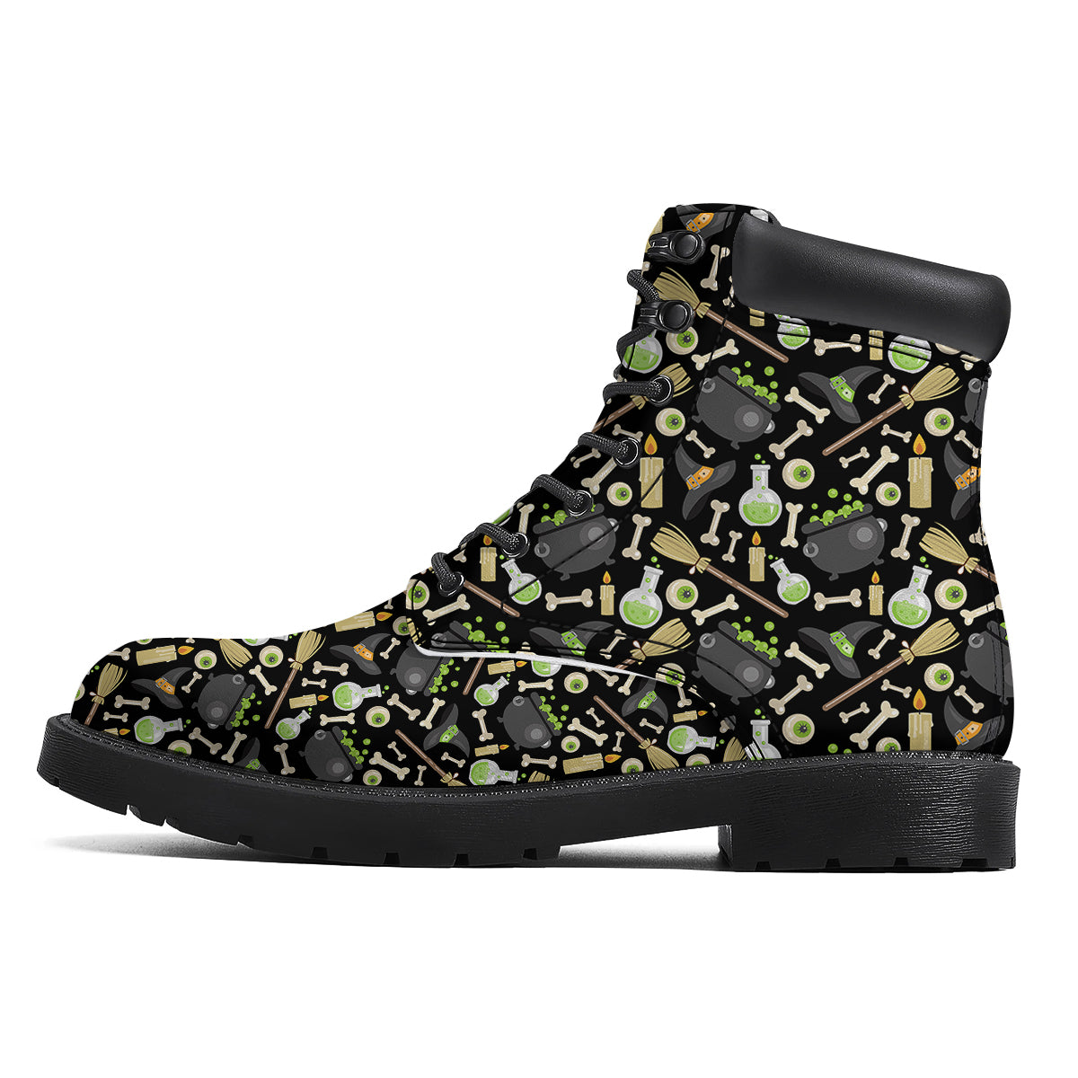 Witch Cauldron Green Print Pattern Boots-grizzshop