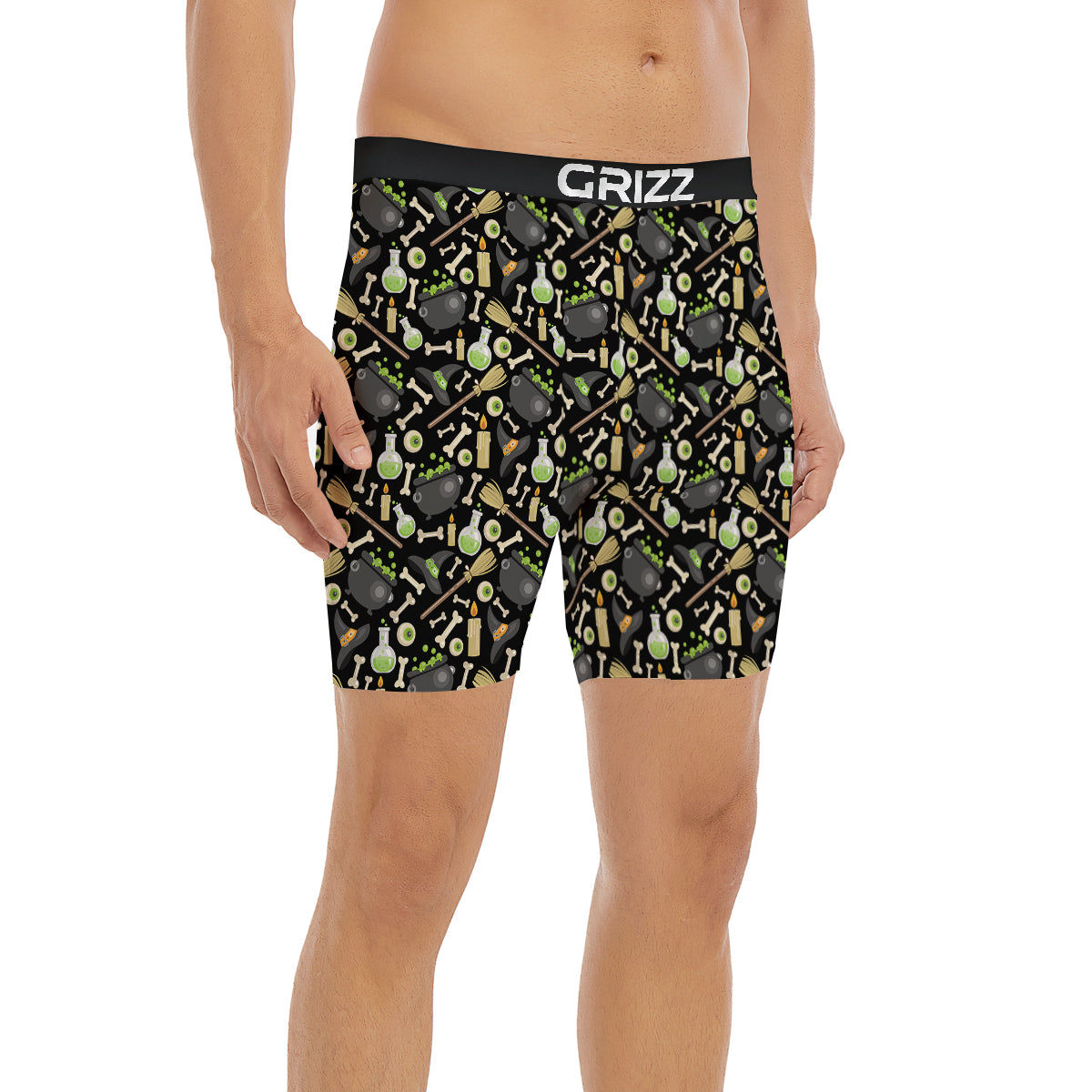 Witch Cauldron Green Print Pattern Boxer Briefs-grizzshop