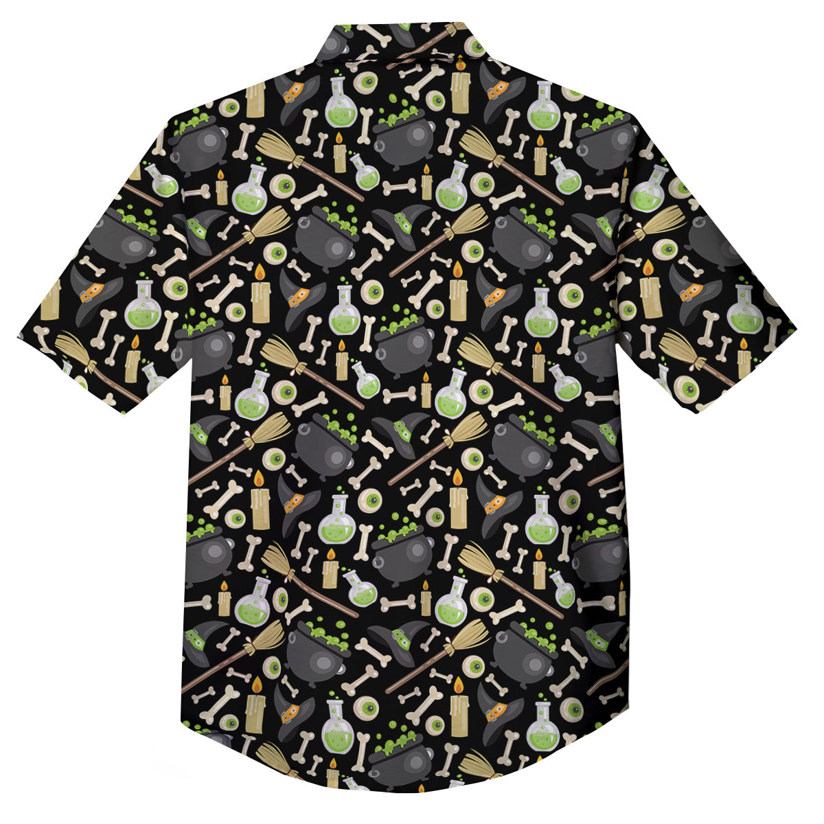 Witch Cauldron Green Print Pattern Button Up Shirt-grizzshop